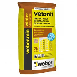 Декоративная минеральная штукатурка для работ при температуре до -10°С weber.pas akrylat